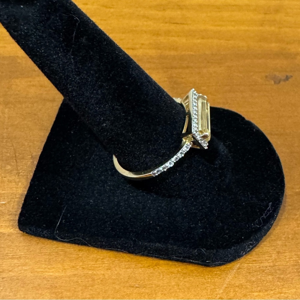 Sterling silver gold plated citrine and diamond ring size 8 - Picture 6 of 10